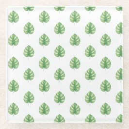 Monstera Leaf Green Design. Glasuntersetzer
