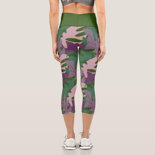 Monstera Leaf Greenery Pflanze Capri Leggings (Rückseite)