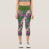 Monstera Leaf Greenery Pflanze Capri Leggings (Vorderseite)