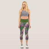 Monstera Leaf Greenery Pflanze Capri Leggings (Vorderseite)