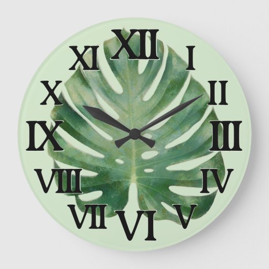 Monstera Leaf Große Wanduhr (Vorderseite)