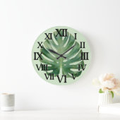 Monstera Leaf Große Wanduhr (Zuhause)