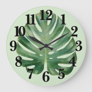 Monstera Leaf Große Wanduhr