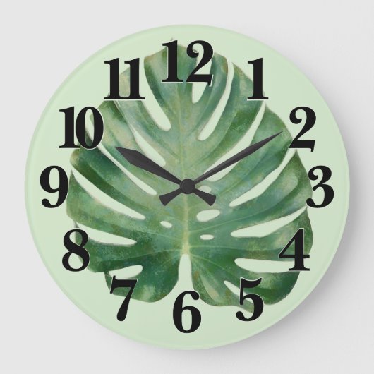 Monstera Leaf Große Wanduhr (Vorderseite)