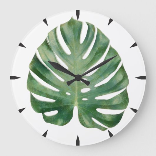 Monstera Leaf Große Wanduhr (Vorderseite)