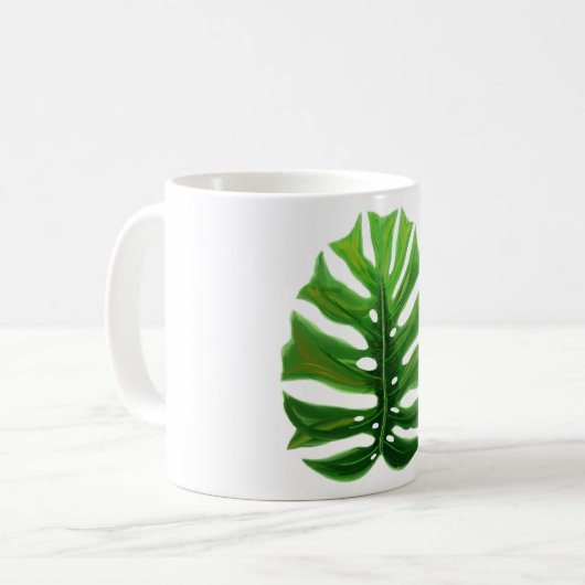 Monstera Leaf Kaffeetasse (Vorderseite Links)