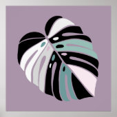 Monstera Leaf - Lila grünes Schwarz-weiß Poster (Vorne)