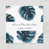 Monstera Leaf Makeup Artist Square Business Card Quadratische Visitenkarte (Vorderseite)