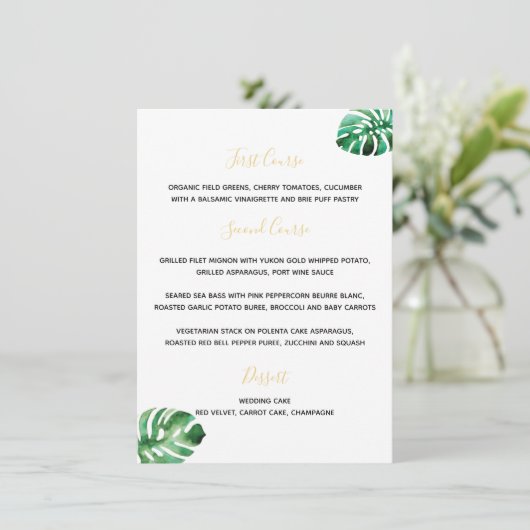 Monstera Leaf Menu Menükarte (Stehend Vorderseite)