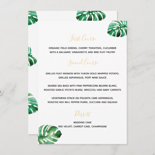 Monstera Leaf Menu Menükarte (Vorne/Hinten)