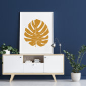 Monstera Leaf Natur Zeichnend in Senf Yellow Poster