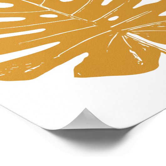 Monstera Leaf Natur Zeichnend in Senf Yellow Poster (Ecke)