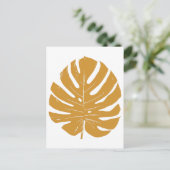 Monstera Leaf Natur Zeichnend in Senf Yellow Postkarte (Stehend Vorderseite)