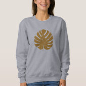 Monstera Leaf Natur Zeichnend in Senf Yellow Sweatshirt (Vorderseite)