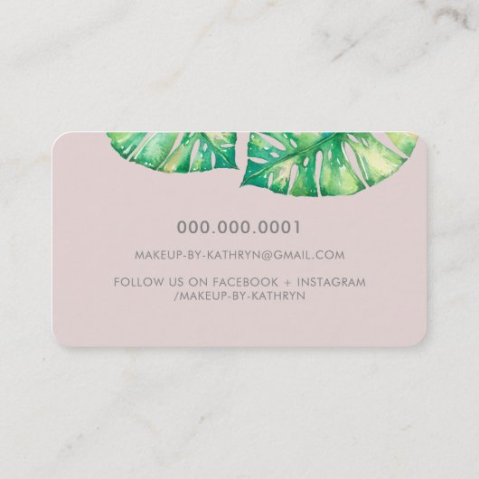 MONSTERA LEAF Öko bemalt moderne Aquarellfarbe Ros Visitenkarte (Rückseite)