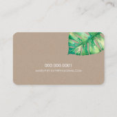 MONSTERA LEAF Öko bemalt moderne Aquarellkraft Visitenkarte (Rückseite)