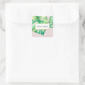 MONSTERA LEAF Öko florale Stilvorlage Quadratischer Aufkleber (Tasche)