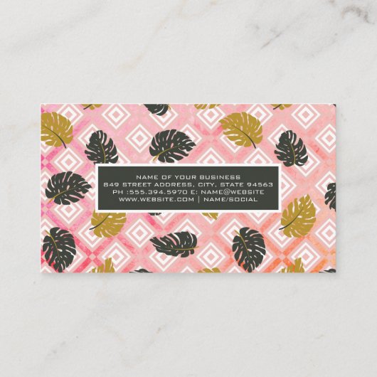 Monstera Leaf Pattern | Geometrisch | Wasserfarbe Terminkarte (Rückseite)