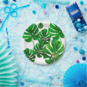 Monstera leaf pattern on paper party plate pappteller (Party)