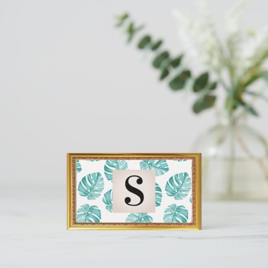 Monstera Leaf Pattern Visitenkarte (Stehend Vorderseite)