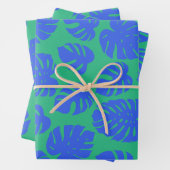 Monstera Leaf Pflanze Botanisch in Blau und Grün Geschenkpapier Set (Beispiel)