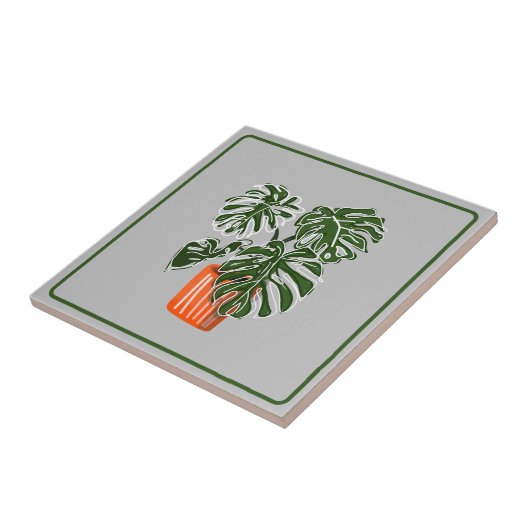 Monstera Leaf Pflanze Keramik Titel Keramik Tile Fliese (Seite)