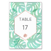 Monstera Leaf & Rose Gold Tischnummer (Vorderseite)