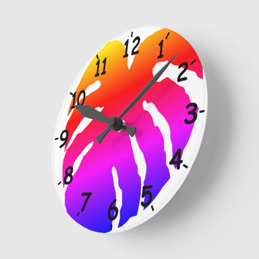 Monstera Leaf Runde Wanduhr (Winkel)