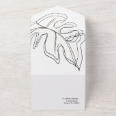 Monstera Leaf Schwarz-weiße Hochzeit All In One Einladung (Außenbereich)