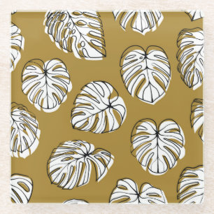 Monstera Leaf, Textil Nahtlos Muster. Glasuntersetzer