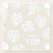 Monstera Leaf, Textil Nahtlos Muster. Glasuntersetzer (Rückseite)