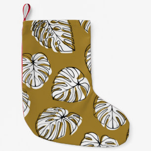 Monstera Leaf, Textil Nahtlos Muster. Kleiner Weihnachtsstrumpf