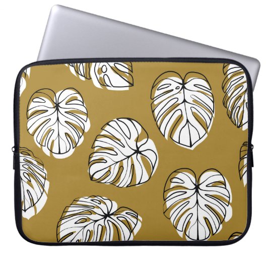 Monstera Leaf, Textil Nahtlos Muster. Laptopschutzhülle (Vorderseite)