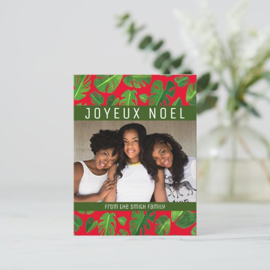 Monstera Leaf Tropical Green Pattern CUSTOM FOTO Postkarte (Stehend Vorderseite)