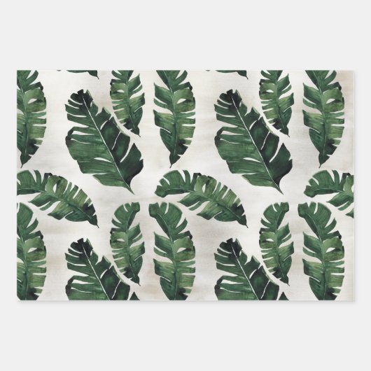 Monstera Leaf Tropical Palm Wrapping Paper Sheets Geschenkpapier Set (Vorderseite)