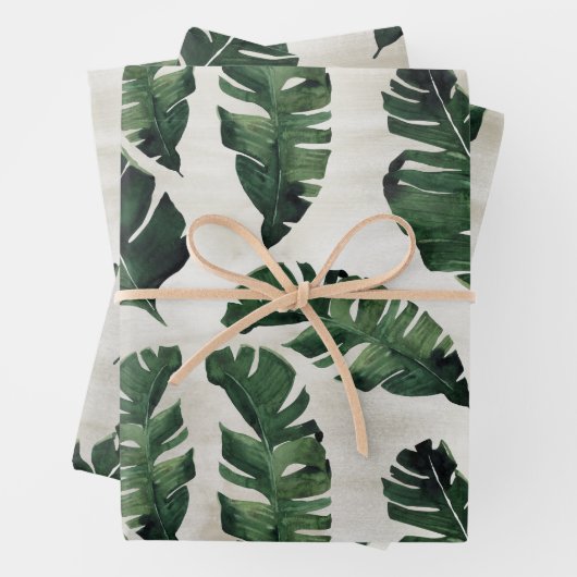 Monstera Leaf Tropical Palm Wrapping Paper Sheets Geschenkpapier Set (Beispiel)