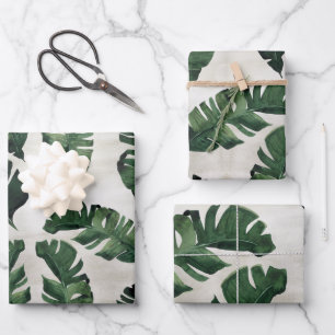 Monstera Leaf Tropical Palm Wrapping Paper Sheets Geschenkpapier Set