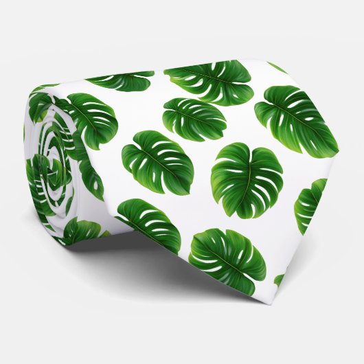 Monstera Leaf Tropical Pattern Krawatte (Gerollt)