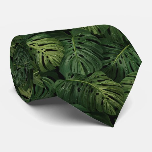 Monstera Leaf Tropical Pattern Krawatte (Gerollt)