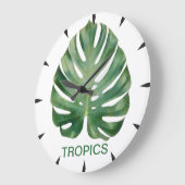 Monstera Leaf Tropics Große Wanduhr (Winkel)