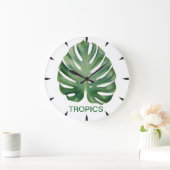Monstera Leaf Tropics Große Wanduhr (Zuhause)