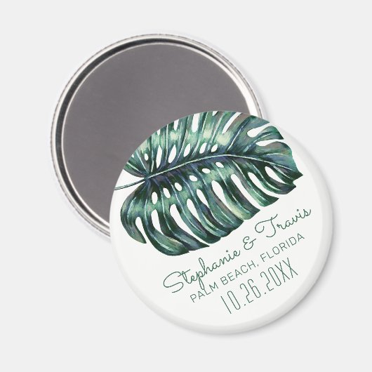 Monstera Leaf Tropische Hochzeit retten das Datum Magnet (Vorderseite/Rückseite)
