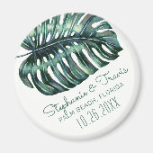 Monstera Leaf Tropische Hochzeit retten das Datum Magnet (Vorne)