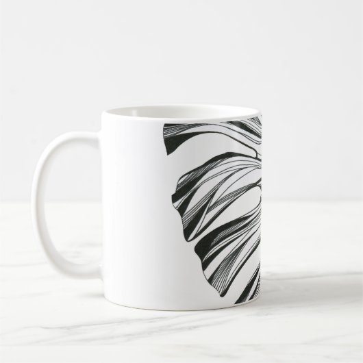 Monstera Leaf: Tropisches natürliches Element. Kaffeetasse (Links)