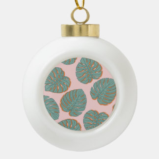 Monstera Leaf: Tropisches Vintages Muster Keramik Kugel-Ornament