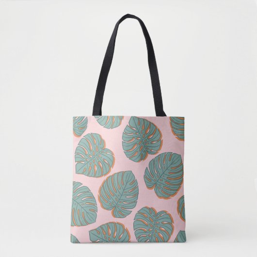 Monstera Leaf: Tropisches Vintages Muster Tasche (Vorderseite)