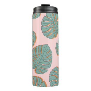 Monstera Leaf: Tropisches Vintages Muster Thermosbecher