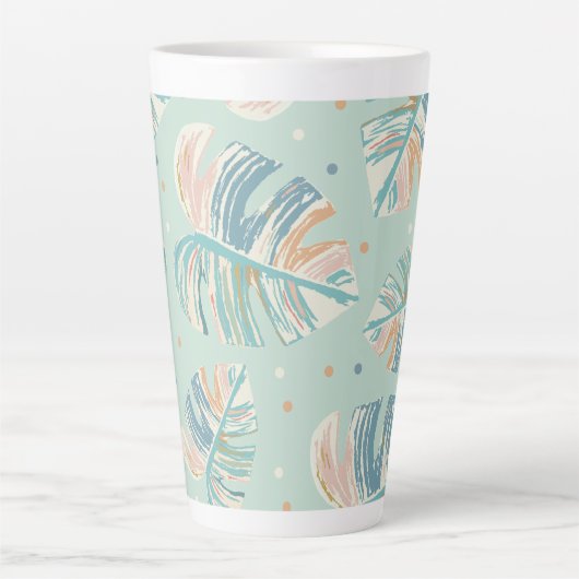 Monstera Leaf - Türkis, Grün, Korallen, Senf Milchtasse (Vorderseite)