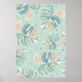 Monstera Leaf - Türkis, Grün, Korallen, Senf Poster (Vorne)