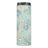 Monstera Leaf - Türkis, Grün, Korallen, Senf Thermosbecher (Rückseite)